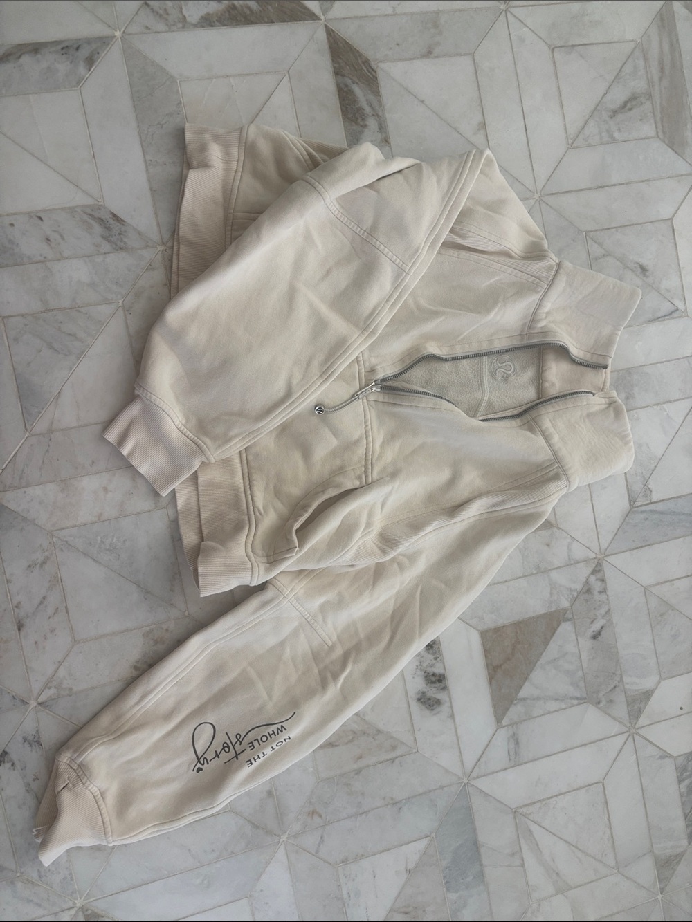 lululemon athletica Cream Zip-Front Track Jacket